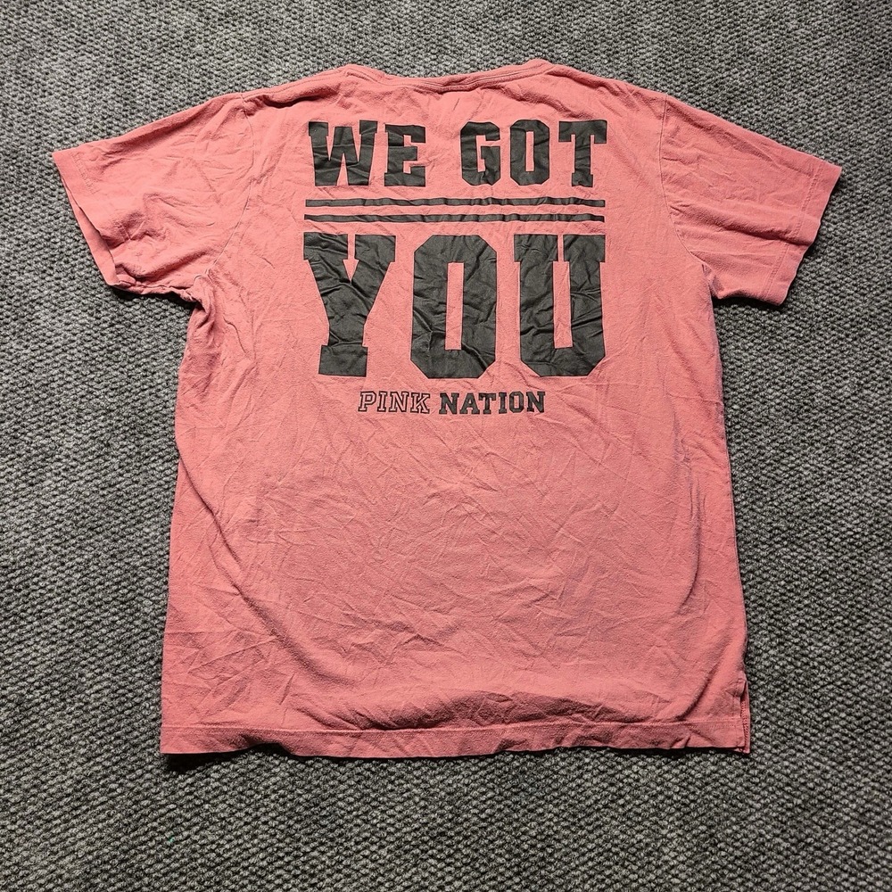 PINK Victoria's Secret Pink Nation Campus Neck Short Sleeve Pocket Logo TShirt L